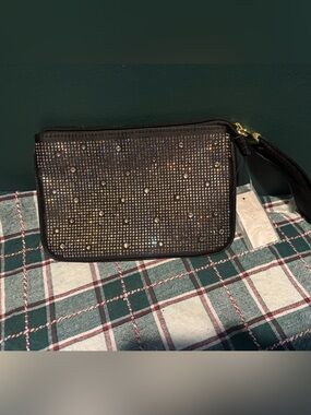 NWT Bakers Black “Opal” Crystal-Studded Wristlet Clutch